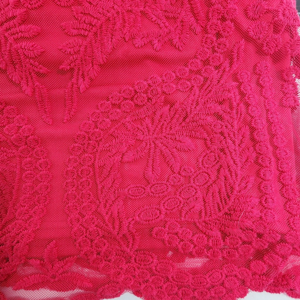 Red Sleeveless Floral Lace Overlay Mini Sheath Dress Cocktail Womens Medium - Picture 8 of 12